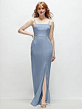 Front View Thumbnail - Cloudy Tie-Back Cutout Trumpet Gown with Front Slit