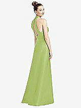 Front View Thumbnail - Mojito High-Neck Cutout Satin Dress with Pockets