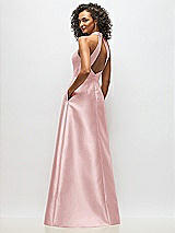 Alt View 3 Thumbnail - Ballet Pink High-Neck Cutout Satin Dress with Pockets