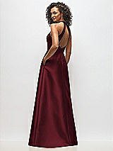 Alt View 3 Thumbnail - Cabernet High-Neck Cutout Satin Dress with Pockets