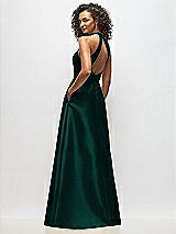 Alt View 3 Thumbnail - Evergreen High-Neck Cutout Satin Dress with Pockets