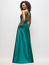 Alt View 3 Thumbnail - Jade High-Neck Cutout Satin Dress with Pockets