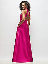 Alt View 3 Thumbnail - Think Pink High-Neck Cutout Satin Dress with Pockets