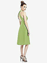 Rear View Thumbnail - Mojito High-Neck Open-Back Satin Cocktail Dress