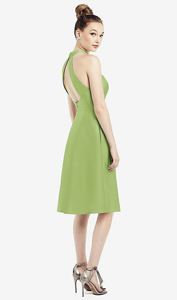 Back View - Mojito High-Neck Open-Back Satin Cocktail Dress