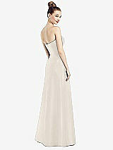 Rear View Thumbnail - Ivory Strapless Notch Satin Gown with Pockets