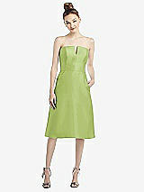 Front View Thumbnail - Mojito Strapless Notch Satin Cocktail Dress with Pockets