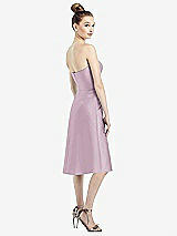Rear View Thumbnail - Suede Rose Strapless Notch Satin Cocktail Dress with Pockets