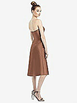 Rear View Thumbnail - Cognac Strapless Notch Satin Cocktail Dress with Pockets