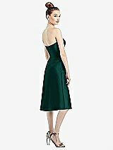 Rear View Thumbnail - Evergreen Strapless Notch Satin Cocktail Dress with Pockets