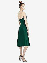 Rear View Thumbnail - Hunter Green Strapless Notch Satin Cocktail Dress with Pockets