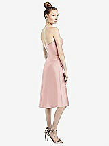 Rear View Thumbnail - Rose Strapless Notch Satin Cocktail Dress with Pockets