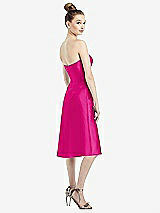 Rear View Thumbnail - Think Pink Strapless Notch Satin Cocktail Dress with Pockets