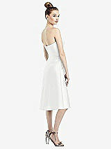Rear View Thumbnail - White Strapless Notch Satin Cocktail Dress with Pockets