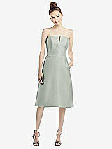 Front View Thumbnail - Willow Green Strapless Notch Satin Cocktail Dress with Pockets