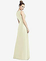 Rear View Thumbnail - Butter Yellow Sleeveless V-Neck Satin Dress with Pockets