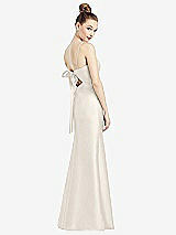Front View Thumbnail - Ivory Open-Back Bow Tie Satin Trumpet Gown