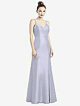 Rear View Thumbnail - Silver Dove Open-Back Bow Tie Satin Trumpet Gown
