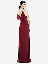 Front View Thumbnail - Burgundy Ruffled Back Chiffon Dress with Jeweled Sash