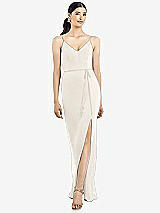 Rear View Thumbnail - Ivory Ruffled Back Chiffon Dress with Jeweled Sash