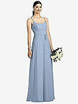 Front View Thumbnail - Cloudy Spaghetti Strap Chiffon Maxi Dress with Jeweled Sash