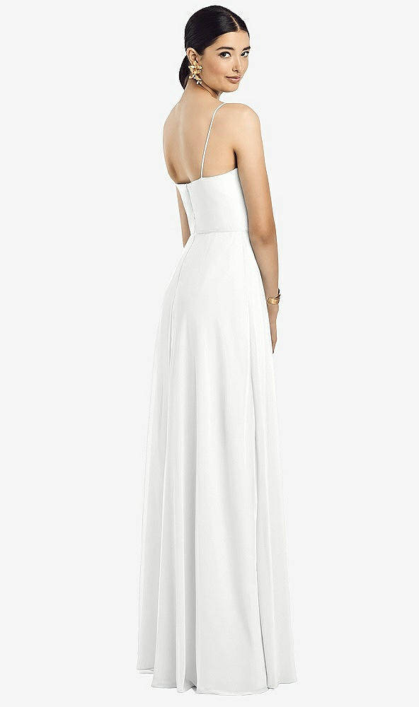 Back View - White Spaghetti Strap Chiffon Maxi Dress with Jeweled Sash