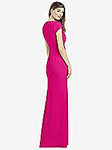 Rear View Thumbnail - Think Pink Cap Sleeve A-line Crepe Gown with Pockets