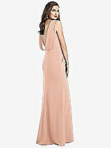 Front View Thumbnail - Pale Peach Draped Backless Crepe Dress with Pockets