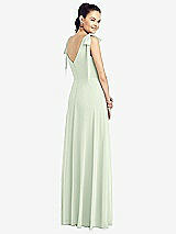 Rear View Thumbnail - Mint Green Bow-Shoulder V-Back Chiffon Gown with Front Slit