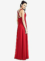 Rear View Thumbnail - Parisian Red & Light Nude Adjustable Strap Illusion Neck Chiffon Gown