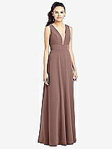Front View Thumbnail - Sienna & Light Nude Adjustable Strap Illusion Neck Chiffon Gown