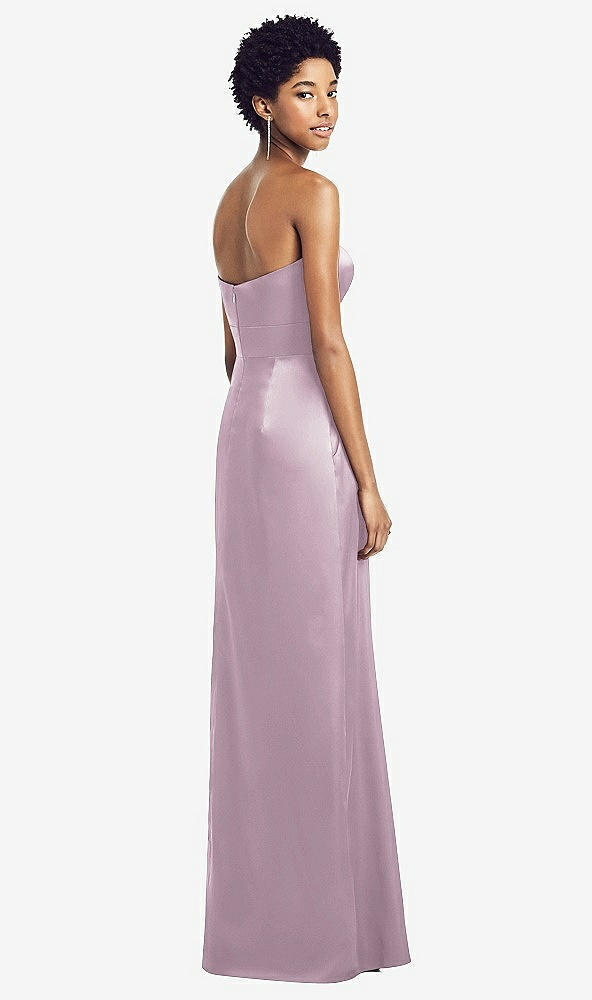 Back View - Suede Rose Sweetheart Strapless Pleated Skirt Dress with Pockets