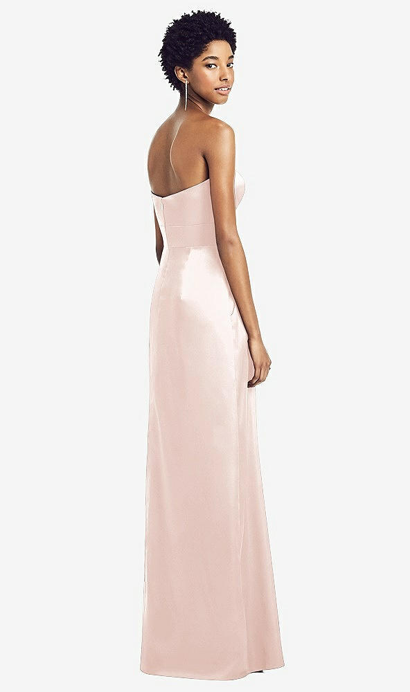 Back View - Blush Sweetheart Strapless Pleated Skirt Dress with Pockets