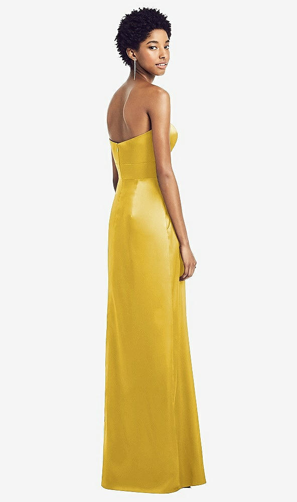 Back View - Marigold Sweetheart Strapless Pleated Skirt Dress with Pockets