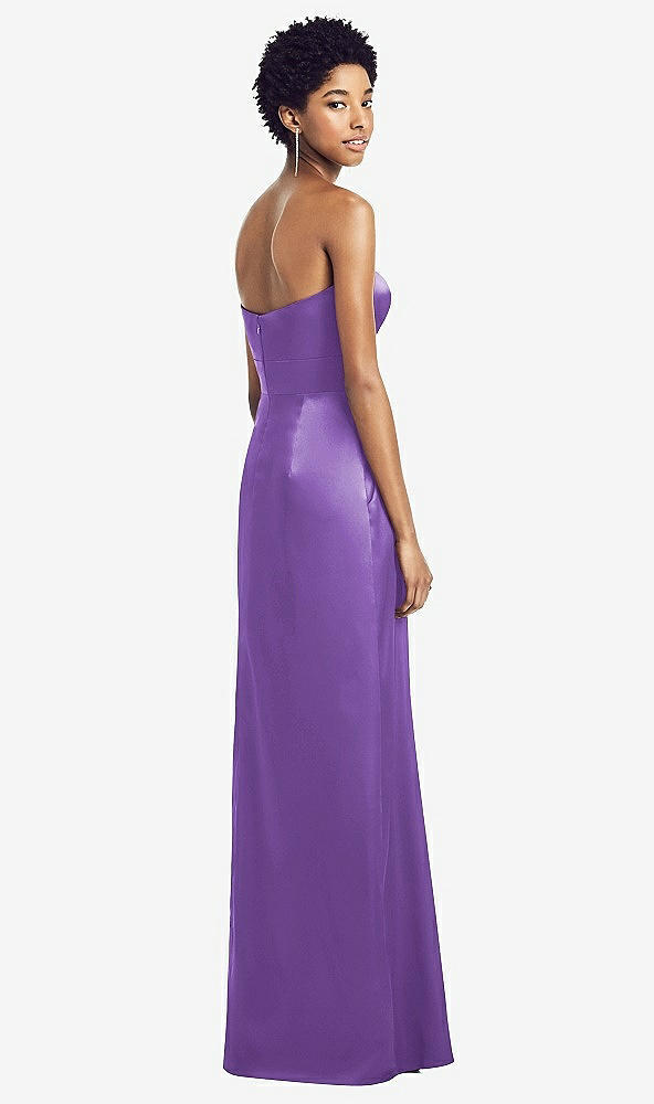 Back View - Pansy Sweetheart Strapless Pleated Skirt Dress with Pockets