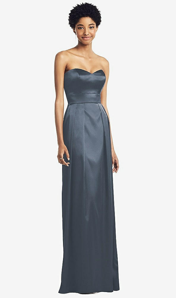 Front View - Silverstone Sweetheart Strapless Pleated Skirt Dress with Pockets