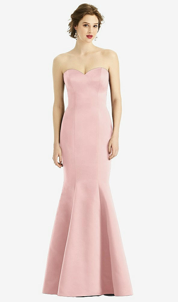 Front View - Rose Sweetheart Strapless Satin Mermaid Dress
