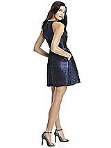 Rear View Thumbnail - Blue Moon Metallic Halter Cocktail Dress with Pockets