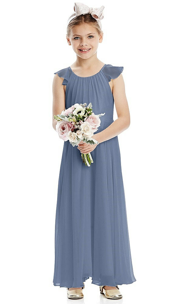 Front View - Larkspur Blue Flower Girl Dress FL4070