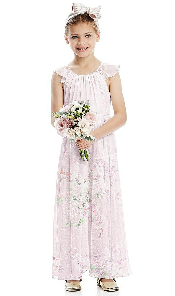 Front View - Watercolor Print Flower Girl Dress FL4070