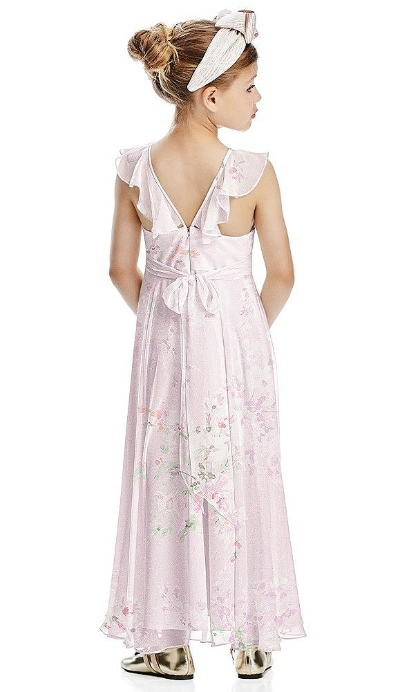Back View - Watercolor Print Flower Girl Dress FL4070