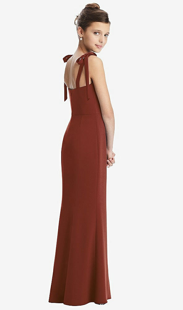 Back View - Auburn Moon Flat Tie-Shoulder Juniors Dress with Trumpet Skirt