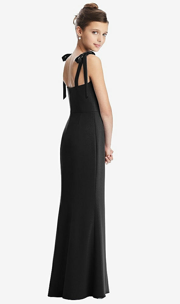 Back View - Black Flat Tie-Shoulder Juniors Dress with Trumpet Skirt
