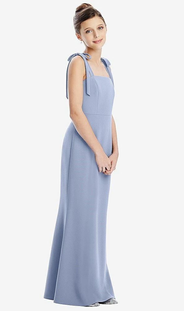 Front View - Sky Blue Flat Tie-Shoulder Juniors Dress with Trumpet Skirt