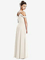 Rear View Thumbnail - Ivory Draped Cold Shoulder Chiffon Juniors Dress