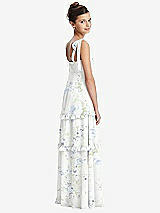 Rear View Thumbnail - Bleu Garden Tie-Shoulder Juniors Dress with Tiered Ruffle Skirt
