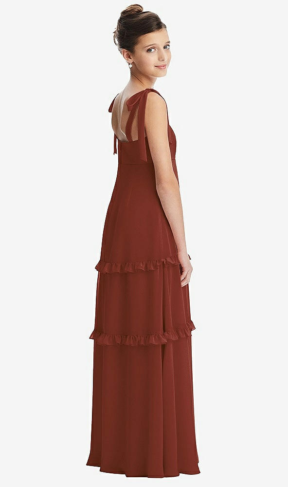 Back View - Auburn Moon Tie-Shoulder Juniors Dress with Tiered Ruffle Skirt