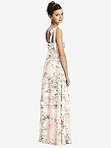 Rear View Thumbnail - Blush Garden Tie-Shoulder Juniors Dress with Tiered Ruffle Skirt