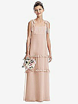 Front View Thumbnail - Cameo Tie-Shoulder Juniors Dress with Tiered Ruffle Skirt