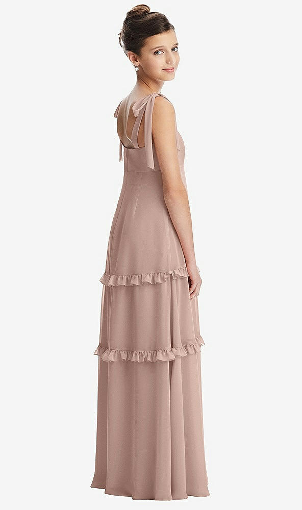 Back View - Neu Nude Tie-Shoulder Juniors Dress with Tiered Ruffle Skirt